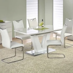 Garnero Arredamenti Tavoli Da Pranzo|Tavoli Allungabili-Tavolo 160/220cm bianco lucido Gerbera Gihome® da pranzo allungabile