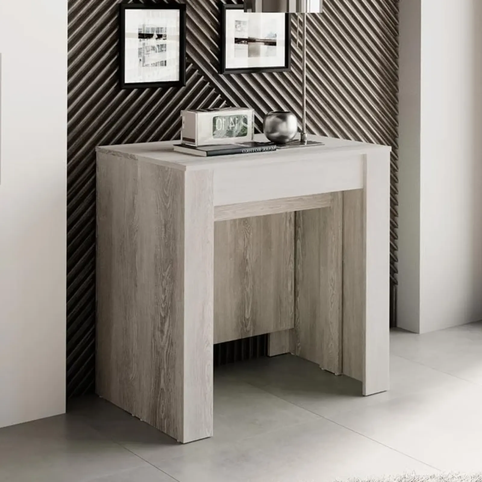 Garnero Arredamenti Consolle Allungabili|Consolle Allungabile-Tavolo 54/252cm consolle allungabile moderno Violette Bianco Frassinato