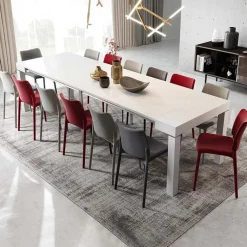 Garnero Arredamenti Consolle Allungabili|Consolle Allungabile-Tavolo 50/300cm consolle allungabile bianco frassino Pandora 110 Gihome® Bianco Opaco