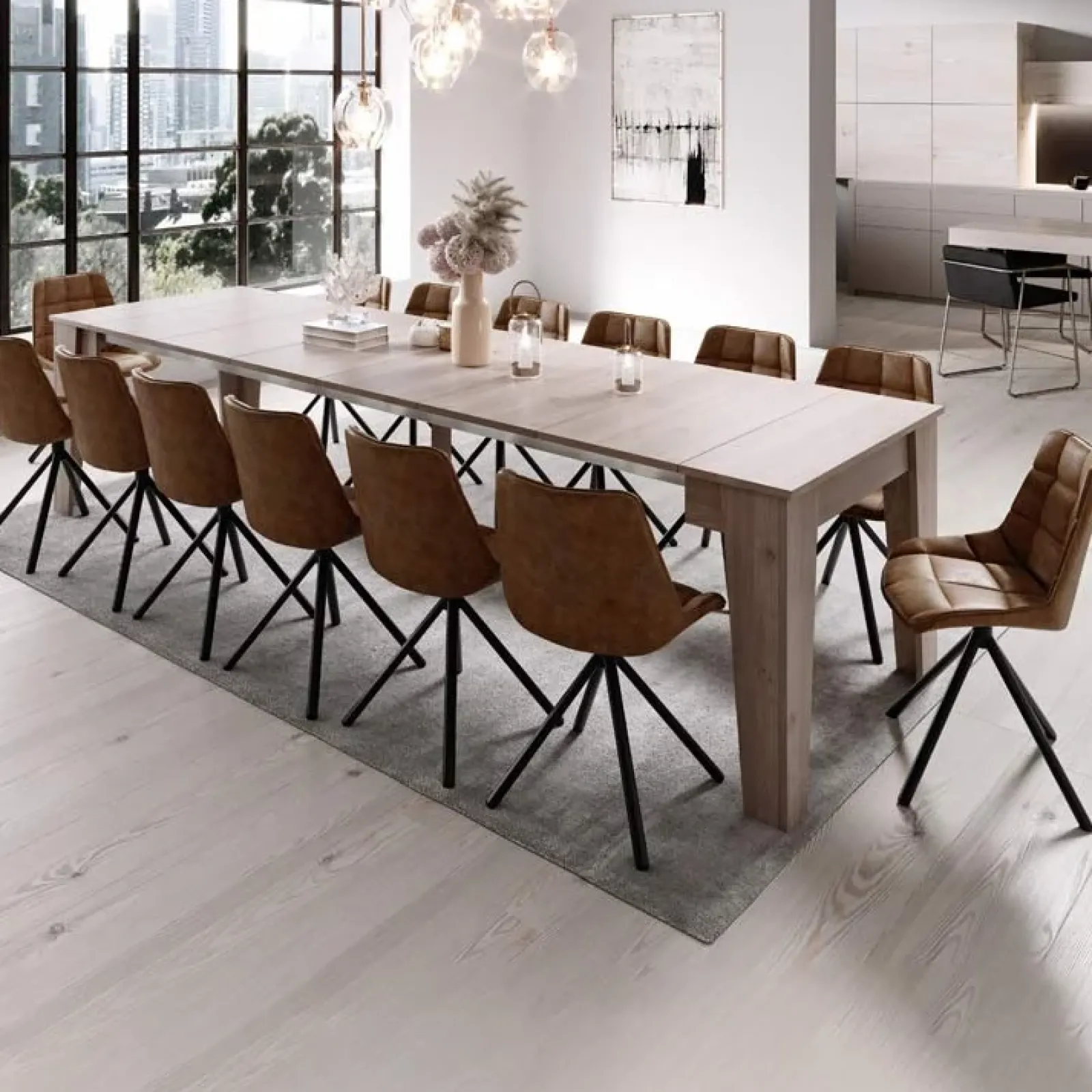 Garnero Arredamenti Consolle Allungabili|Consolle Allungabile-Tavolo 54/306cm consolle allungabile Grace Gihome® Rovere Scuro