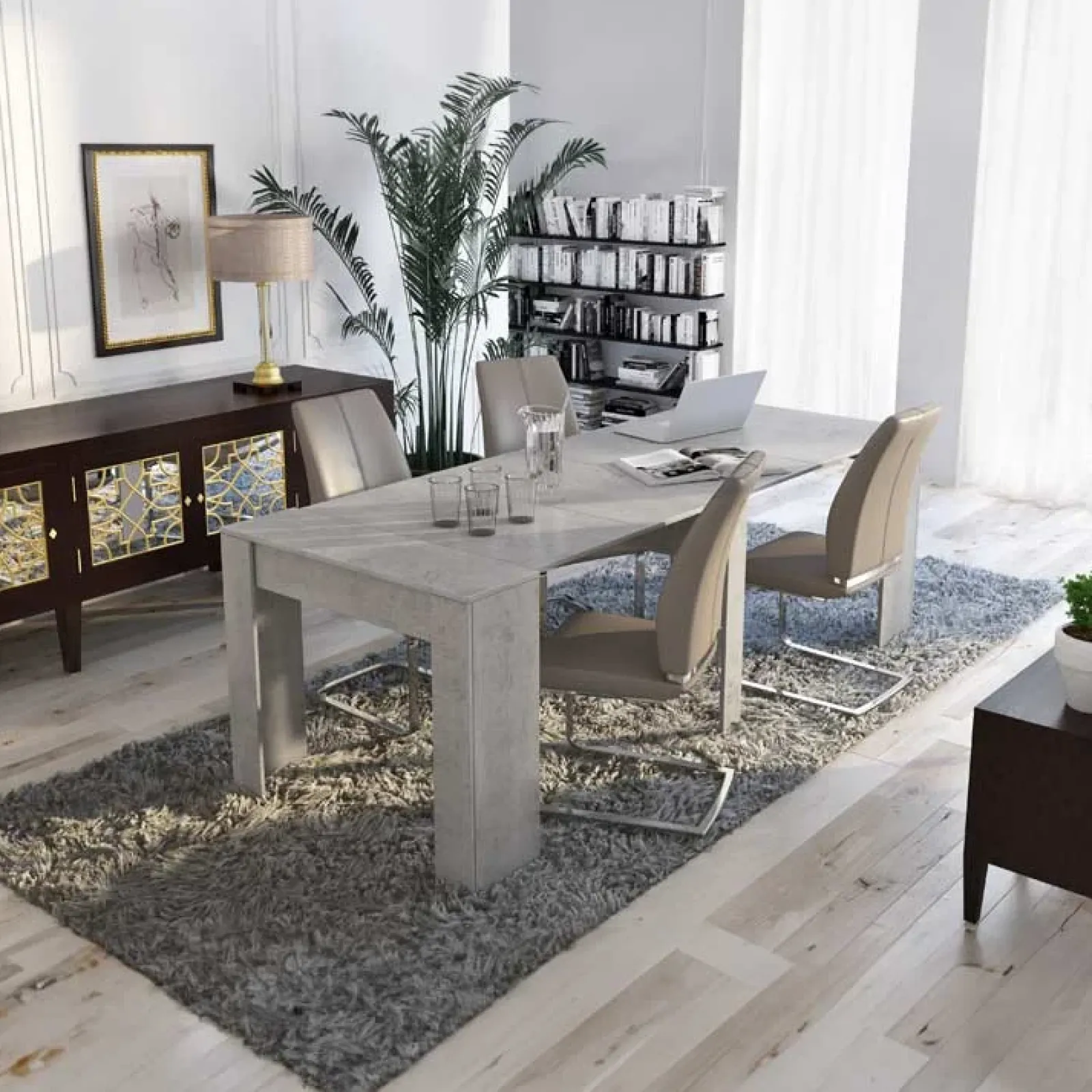 Garnero Arredamenti Consolle Allungabili|Consolle Allungabile-Tavolo 52/238cm consolle allungabile grigio Virginia Cemento