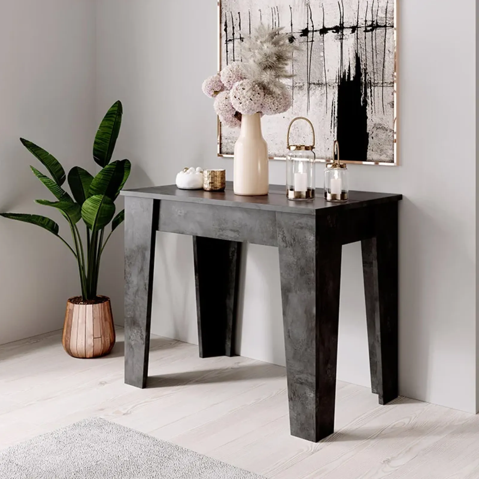 Garnero Arredamenti Consolle Allungabili|Consolle Allungabile-Tavolo 54/306cm consolle allungabile Grace Gihome® Ossido