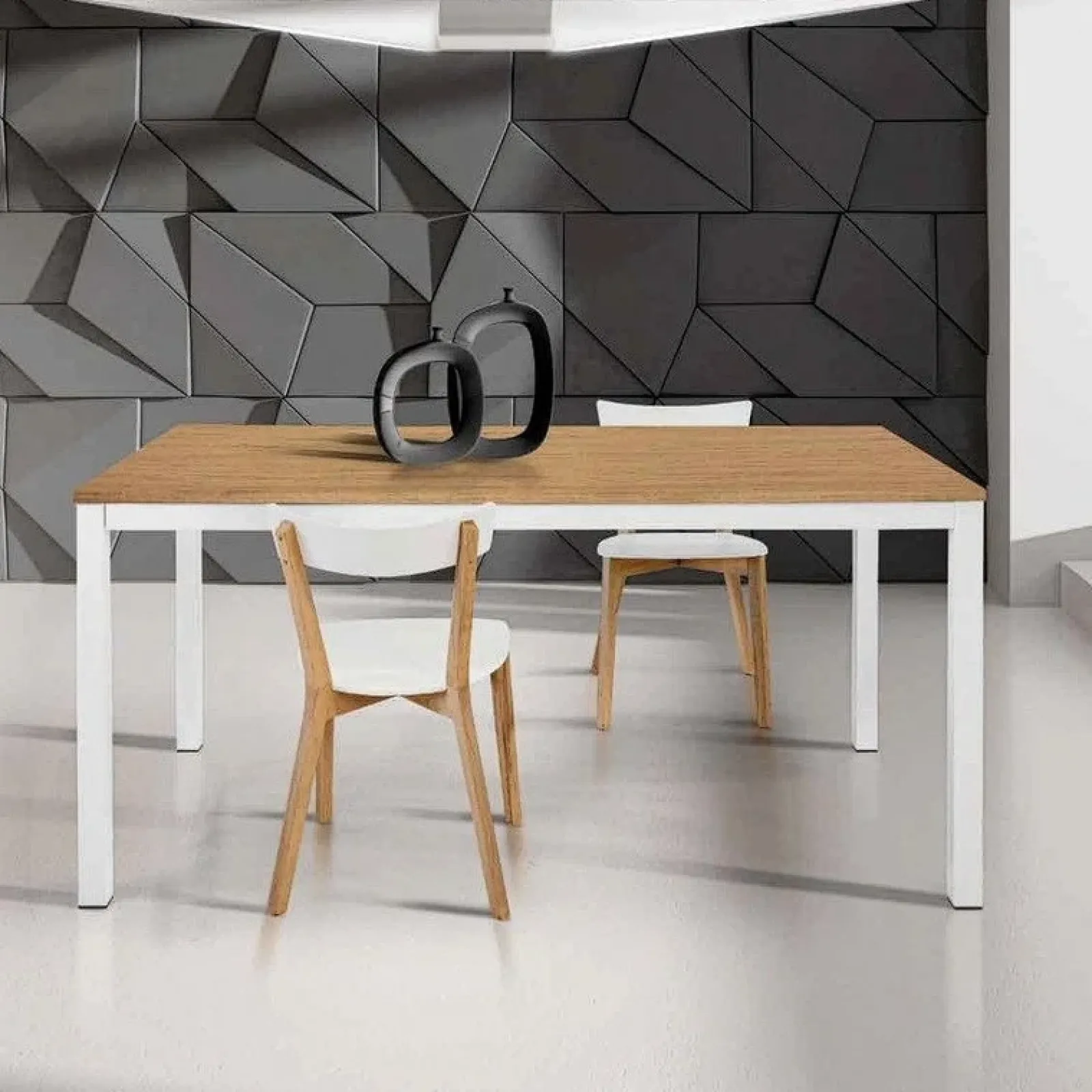 Garnero Arredamenti Tavoli Da Pranzo|Tavoli Allungabili-Tavolo 160/220cm da pranzo allungabile rovere naturale bianco Mark Rovere - Bianco