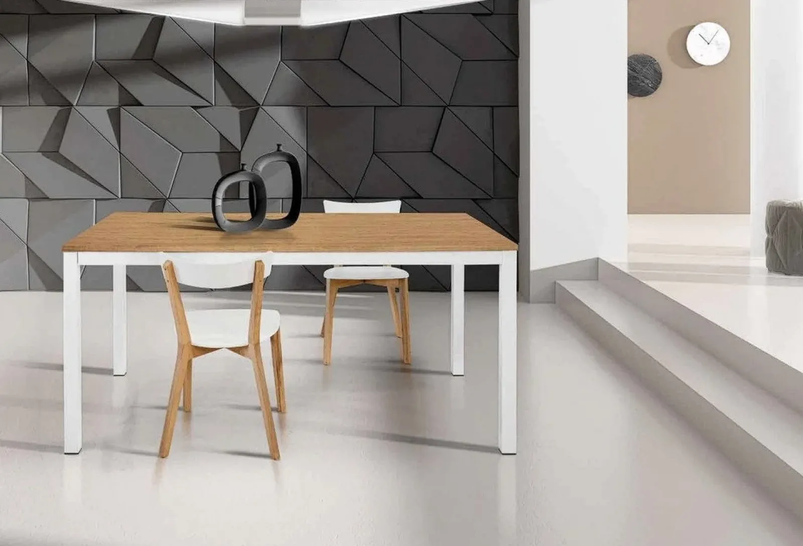 Garnero Arredamenti Tavoli Da Pranzo|Tavoli Allungabili-Tavolo 160/220cm da pranzo allungabile rovere naturale bianco Mark Rovere - Bianco