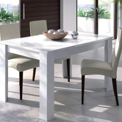 Garnero Arredamenti Tavoli Laccati|Tavoli Da Pranzo-Tavolo 140/190cm da pranzo allungabile bianco lucido Afrodite