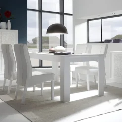 Garnero Arredamenti Tavoli In Legno|Tavoli Da Pranzo-Tavolo 137/185cm da pranzo allungabile moderno bianco opaco Deluxe