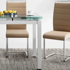 Garnero Arredamenti Tavoli In Vetro|Tavoli Da Pranzo-Tavolo 110/170cm in vetro allungabile moderno Liem Gihome® Bianco