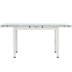 Garnero Arredamenti Tavoli In Vetro|Tavoli Da Pranzo-Tavolo 110/170cm in vetro allungabile moderno Liem Gihome® Bianco