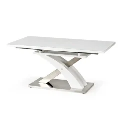 Garnero Arredamenti Tavoli In Vetro|Tavoli Da Pranzo-Tavolo 160/220cm in vetro allungabile bianco lucido Iride Gihome® Bianco Lucido - Grigio