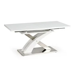 Garnero Arredamenti Tavoli In Vetro|Tavoli Da Pranzo-Tavolo 160/220cm in vetro allungabile bianco lucido Iride Gihome® Bianco Lucido - Grigio