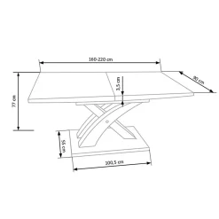 Garnero Arredamenti Tavoli In Legno|Tavoli Da Pranzo-Tavolo 160/220cm in vetro allungabile nero bianco Iride Gihome® Nero Lucido - Bianco opaco