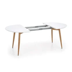 Garnero Arredamenti Tavoli Laccati|Tavoli Da Pranzo-Tavolo 120/200cm ovale allungabile bianco rovere miele Papiro Gihome® Bianco - Rovere Rustico