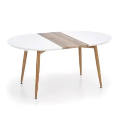 Garnero Arredamenti Tavoli Laccati|Tavoli Da Pranzo-Tavolo 120/200cm ovale allungabile bianco rovere miele Papiro Gihome® Bianco - Rovere Rustico