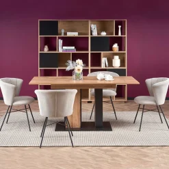 Garnero Arredamenti Tavoli Da Pranzo|Tavoli Allungabili-Tavolo 130/175cm rettangolare allungabile rovere nero Piave