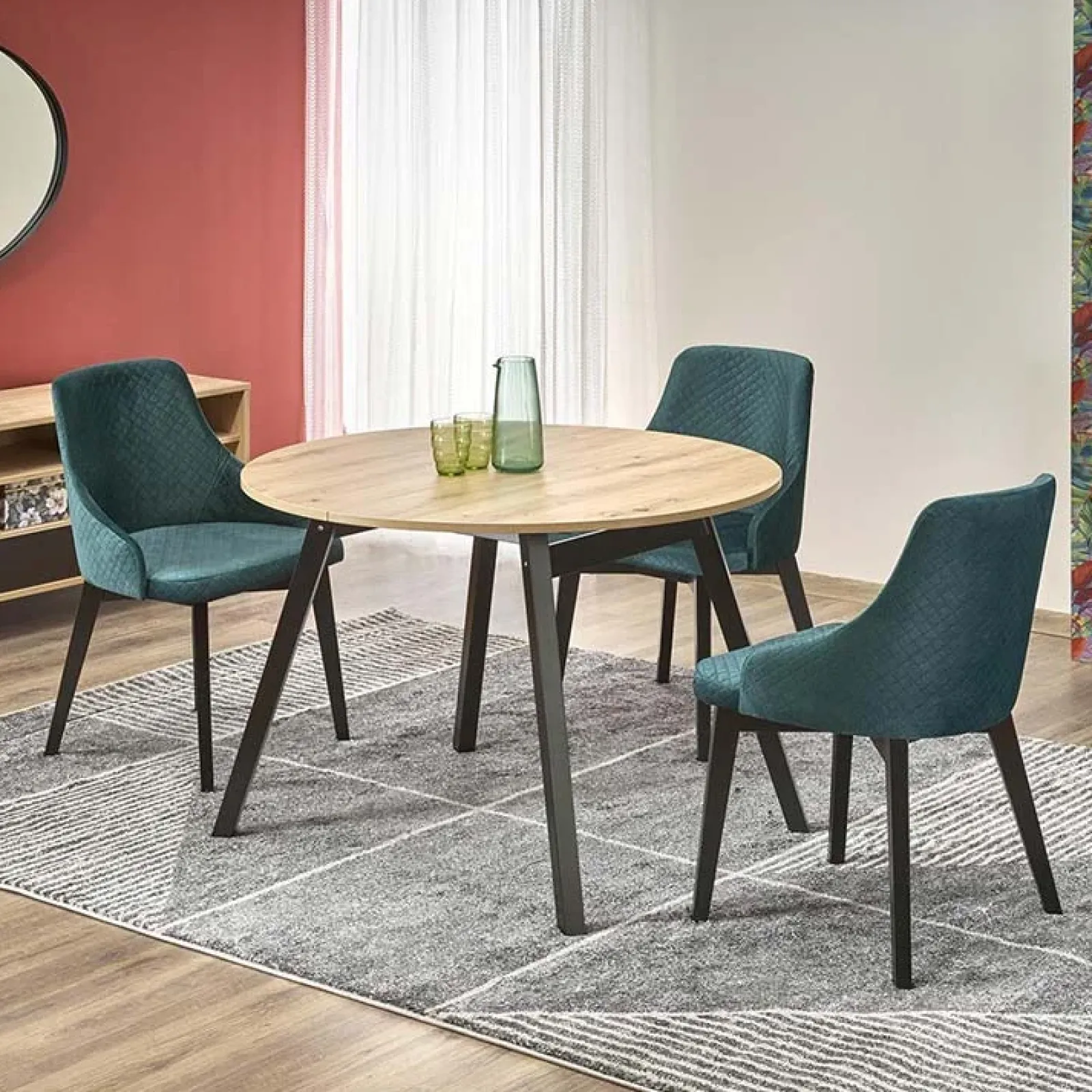 Garnero Arredamenti Tavoli In Legno|Tavoli Da Pranzo-Tavolo 102/142cm rotondo allungabile moderno rovere nero Medina Rovere - Nero