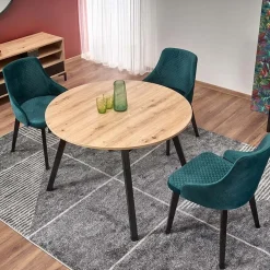 Garnero Arredamenti Tavoli In Legno|Tavoli Da Pranzo-Tavolo 102/142cm rotondo allungabile moderno rovere nero Medina Rovere - Nero