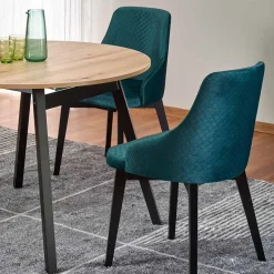 Garnero Arredamenti Tavoli In Legno|Tavoli Da Pranzo-Tavolo 102/142cm rotondo allungabile moderno rovere nero Medina Rovere - Nero