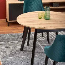 Garnero Arredamenti Tavoli In Legno|Tavoli Da Pranzo-Tavolo 102/142cm rotondo allungabile moderno rovere nero Medina Rovere - Nero