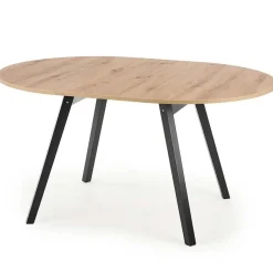 Garnero Arredamenti Tavoli In Legno|Tavoli Da Pranzo-Tavolo 102/142cm rotondo allungabile moderno rovere nero Medina Rovere - Nero
