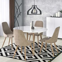 Garnero Arredamenti Tavoli Laccati|Tavoli Da Pranzo-Tavolo 120/200cm rotondo ovale bianco rovere sanremo Papiro Gihome® Bianco - Rovere