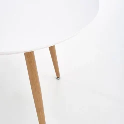 Garnero Arredamenti Tavoli Laccati|Tavoli Da Pranzo-Tavolo 120/200cm rotondo ovale bianco rovere sanremo Papiro Gihome® Bianco - Rovere