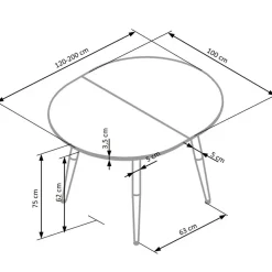 Garnero Arredamenti Tavoli Laccati|Tavoli Da Pranzo-Tavolo 120/200cm rotondo ovale bianco rovere sanremo Papiro Gihome® Bianco - Rovere