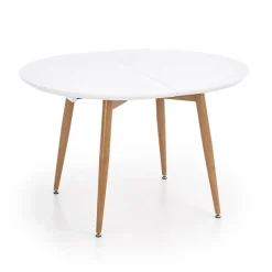 Garnero Arredamenti Tavoli Laccati|Tavoli Da Pranzo-Tavolo 120/200cm rotondo ovale bianco rovere sanremo Papiro Gihome® Bianco - Rovere