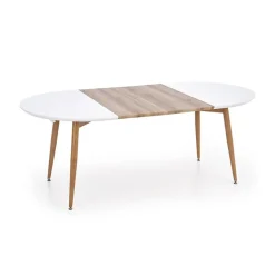 Garnero Arredamenti Tavoli Laccati|Tavoli Da Pranzo-Tavolo 120/200cm rotondo ovale bianco rovere sanremo Papiro Gihome® Bianco - Rovere