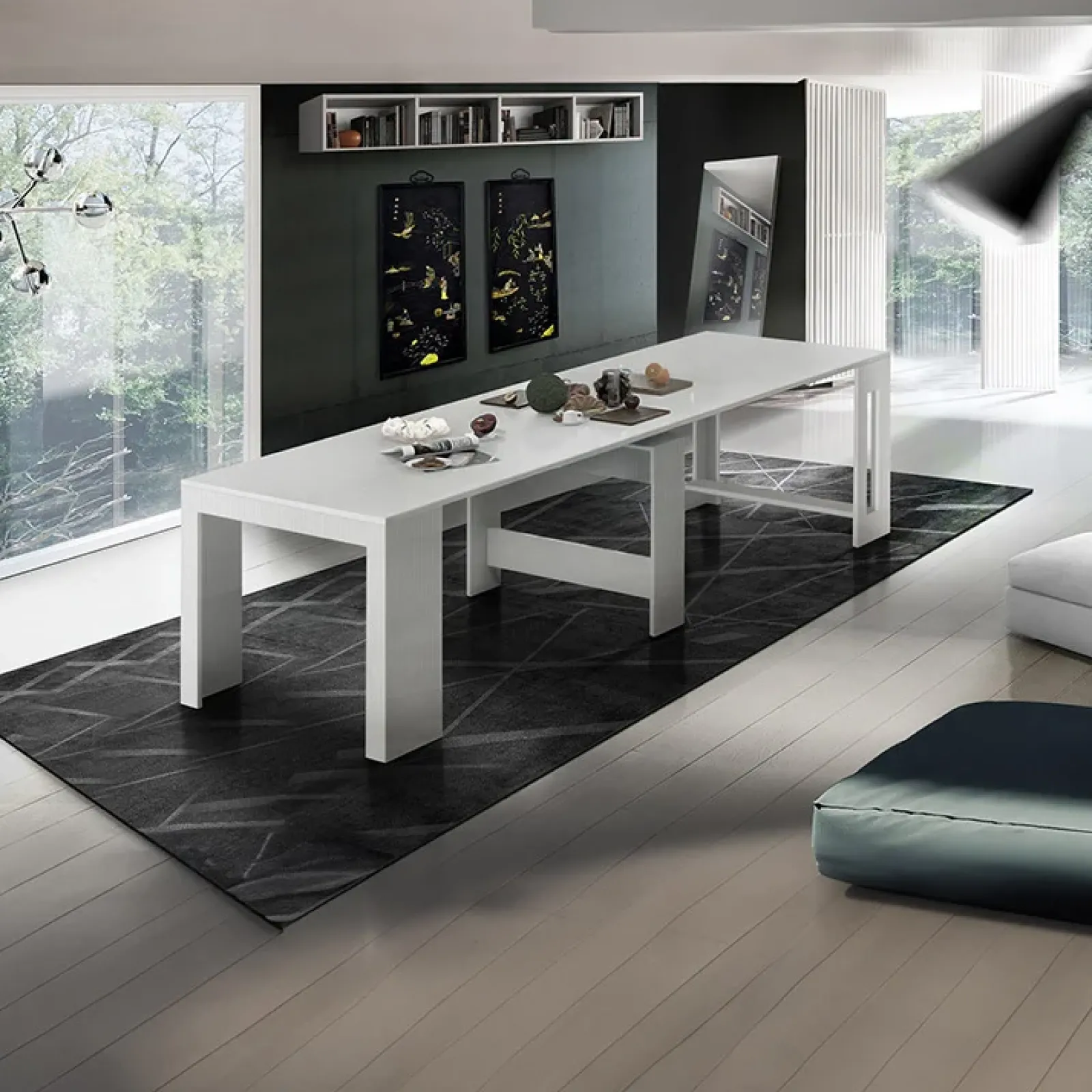 Garnero Arredamenti Consolle Allungabili|Consolle Allungabile-Tavolo consolle allungabile 50-300cm Zenzero Bianco Opaco