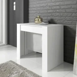 Garnero Arredamenti Consolle Allungabili|Consolle Allungabile-Tavolo consolle allungabile 51/237cm bianco lucido Atalanta