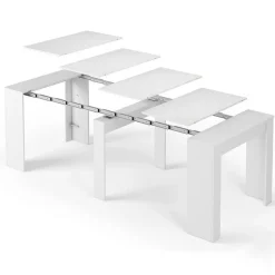Garnero Arredamenti Consolle Allungabili|Consolle Allungabile-Tavolo consolle allungabile 51/237cm bianco lucido Atalanta