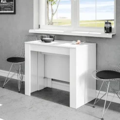 Garnero Arredamenti Consolle Allungabili|Consolle Allungabile-Tavolo consolle allungabile 51/237cm Asia Gihome® Bianco Lucido