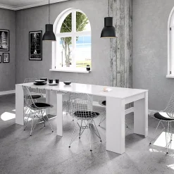Garnero Arredamenti Consolle Allungabili|Consolle Allungabile-Tavolo consolle allungabile 51/237cm Asia Gihome® Bianco Lucido