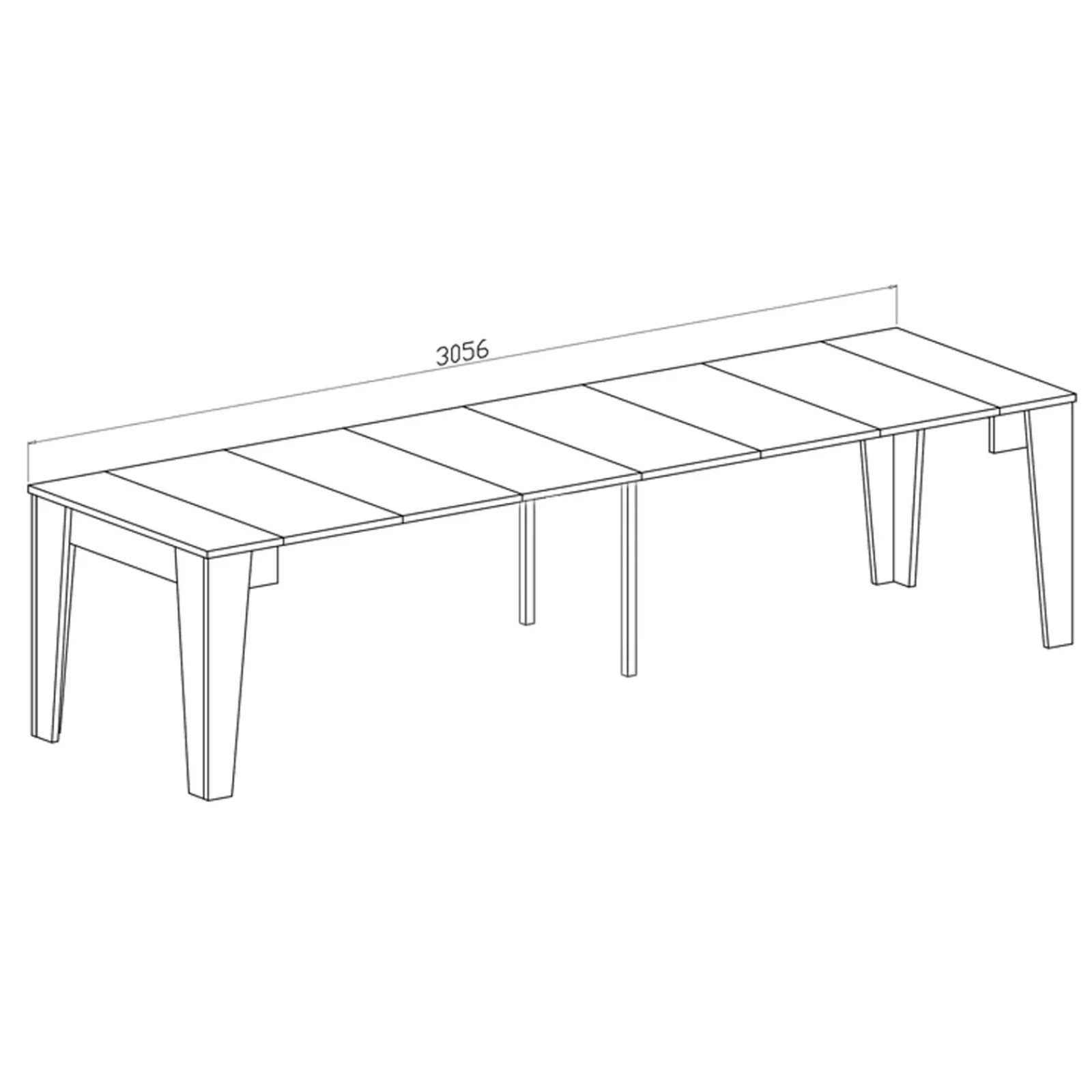 Garnero Arredamenti Consolle Allungabili|Consolle Allungabile-Tavolo consolle allungabile 54-306x90 cm bianco frassino Grace Gihome® Bianco Frassinato