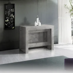 Garnero Arredamenti Consolle Allungabili|Consolle Allungabile-Tavolo consolle allungabile 50-300cm grigio Zenzero Cemento