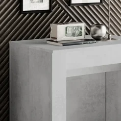 Garnero Arredamenti Consolle Allungabili|Consolle Allungabile-Tavolo consolle allungabile moderno 54/252cm grigio Violette Cemento