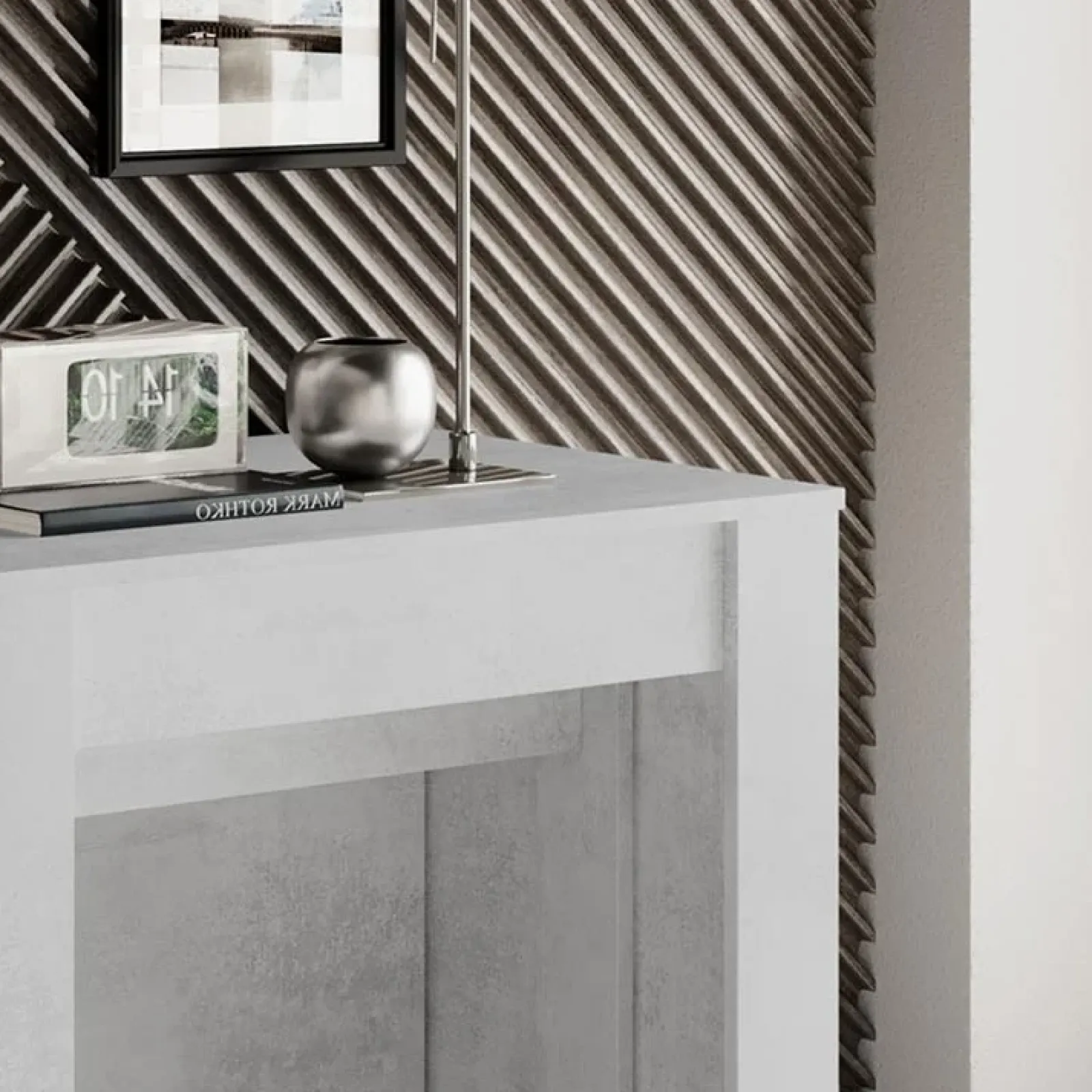 Garnero Arredamenti Consolle Allungabili|Consolle Allungabile-Tavolo consolle allungabile moderno 54/252cm grigio Violette Cemento