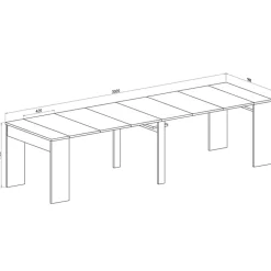 Garnero Arredamenti Consolle Allungabili|Consolle Allungabile-Tavolo consolle allungabile moderno 50/302cm bianco opaco Giada