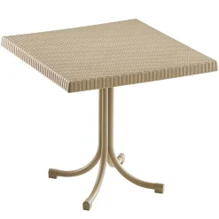 Garnero Arredamenti Tavoli Da Giardino|Tavoli Da Pranzo-Tavolo da giardino esterno bar dehors quadrato 80x80cm polipropilene effetto rattan Ivo Tortora