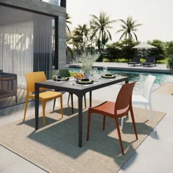 Garnero Arredamenti Tavoli Da Giardino|Tavoli Da Pranzo-Tavolo da giardino esterno bar dehors 150x74 cm antracite Levanzo