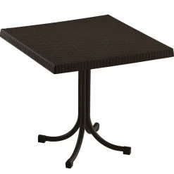 Garnero Arredamenti Tavoli Da Giardino|Tavoli Da Pranzo-Tavolo da giardino esterno bar dehors quadrato 80x80cm polipropilene effetto rattan Ivo Marrone