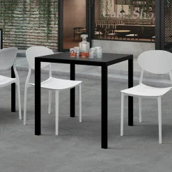 Garnero Arredamenti Tavoli Da Giardino|Tavoli Da Pranzo-Tavolo da giardino 80x80 cm impilabile metallo grigio antracite Atlantis