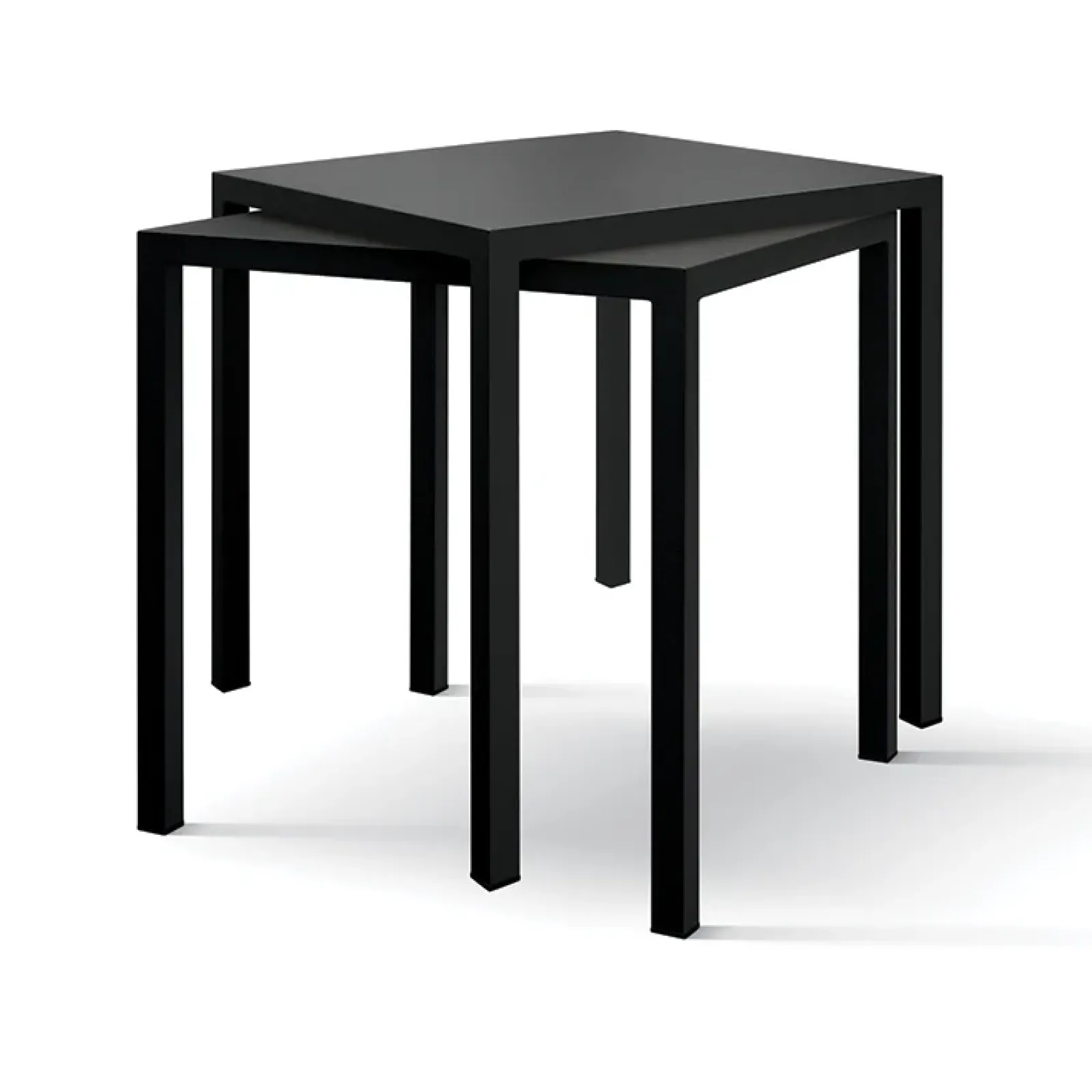 Garnero Arredamenti Tavoli Da Giardino|Tavoli Da Pranzo-Tavolo da giardino 80x80 cm impilabile metallo grigio antracite Atlantis