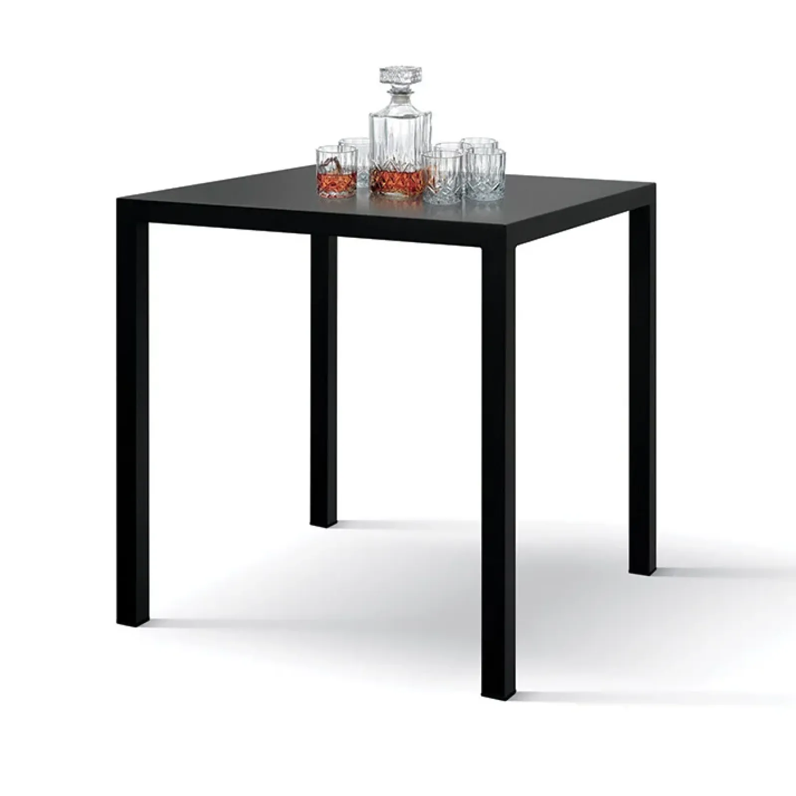 Garnero Arredamenti Tavoli Da Giardino|Tavoli Da Pranzo-Tavolo da giardino 80x80 cm impilabile metallo grigio antracite Atlantis