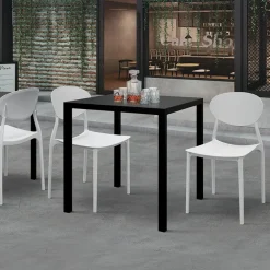 Garnero Arredamenti Tavoli Da Giardino|Tavoli Da Pranzo-Tavolo da giardino 70x70 cm impilabile metallo grigio antracite Atlantis