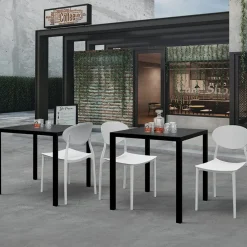 Garnero Arredamenti Tavoli Da Giardino|Tavoli Da Pranzo-Tavolo da giardino 70x70 cm impilabile metallo grigio antracite Atlantis