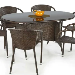 Garnero Arredamenti Tavoli Da Giardino|Tavoli Da Pranzo-Tavolo da giardino 150x90cm polipropilene marrone scuro nero Cubby