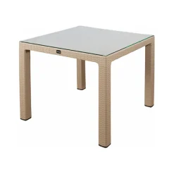 Garnero Arredamenti Tavoli Da Giardino|Tavoli Da Pranzo-Tavolo da giardino 90x90cm polipropilene effetto rattan Orsini Tortora