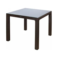 Garnero Arredamenti Tavoli Da Giardino|Tavoli Da Pranzo-Tavolo da giardino 90x90cm polipropilene effetto rattan Orsini Marrone