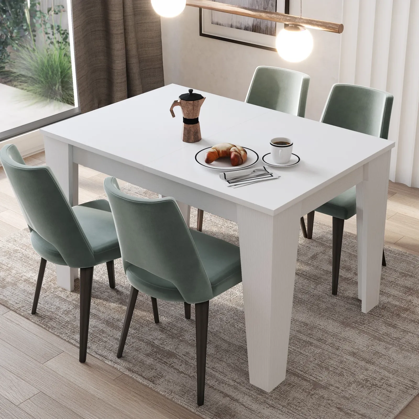 Garnero Arredamenti Tavoli Da Pranzo|Tavoli Allungabili-Tavolo da pranzo allungabile 120/160 cm moderno Orbis Bianco Opaco